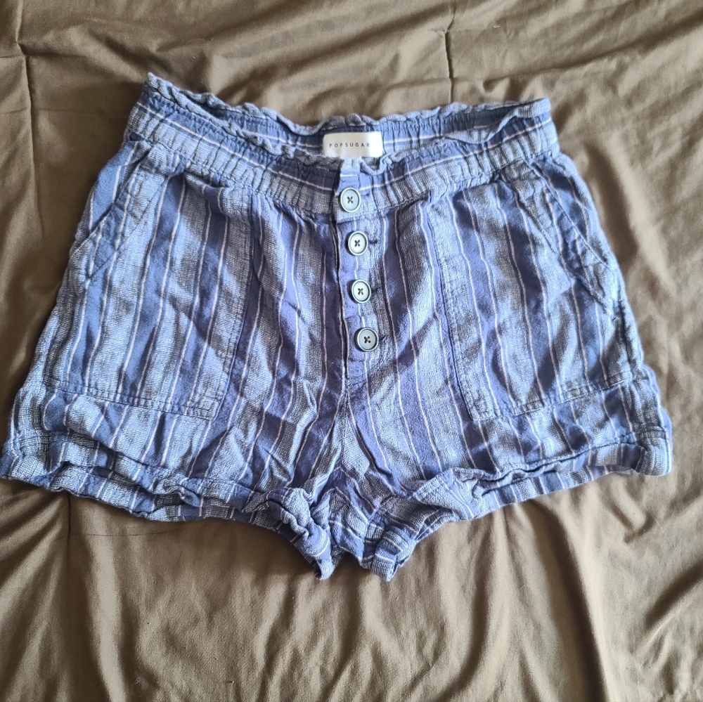 Striped Linen Shorts - Womeb